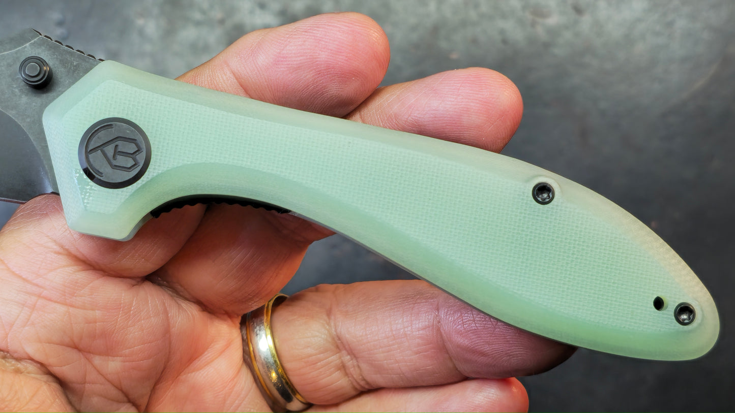 Kubey Ruckus Linerlock Orange or Jade G-10 Handle Aus-10 Blade