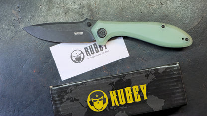 Kubey Ruckus Linerlock Orange or Jade G-10 Handle Aus-10 Blade