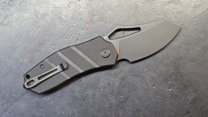 Kubey Folding Knife Black G10 Handle Satin or Black Stonewash D2