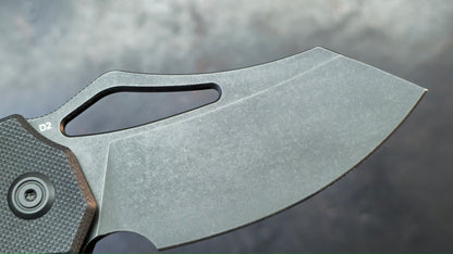 Kubey Folding Knife Black G10 Handle Satin or Black Stonewash D2