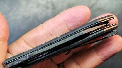 Kubey Folding Knife Black G10 Handle Satin or Black Stonewash D2