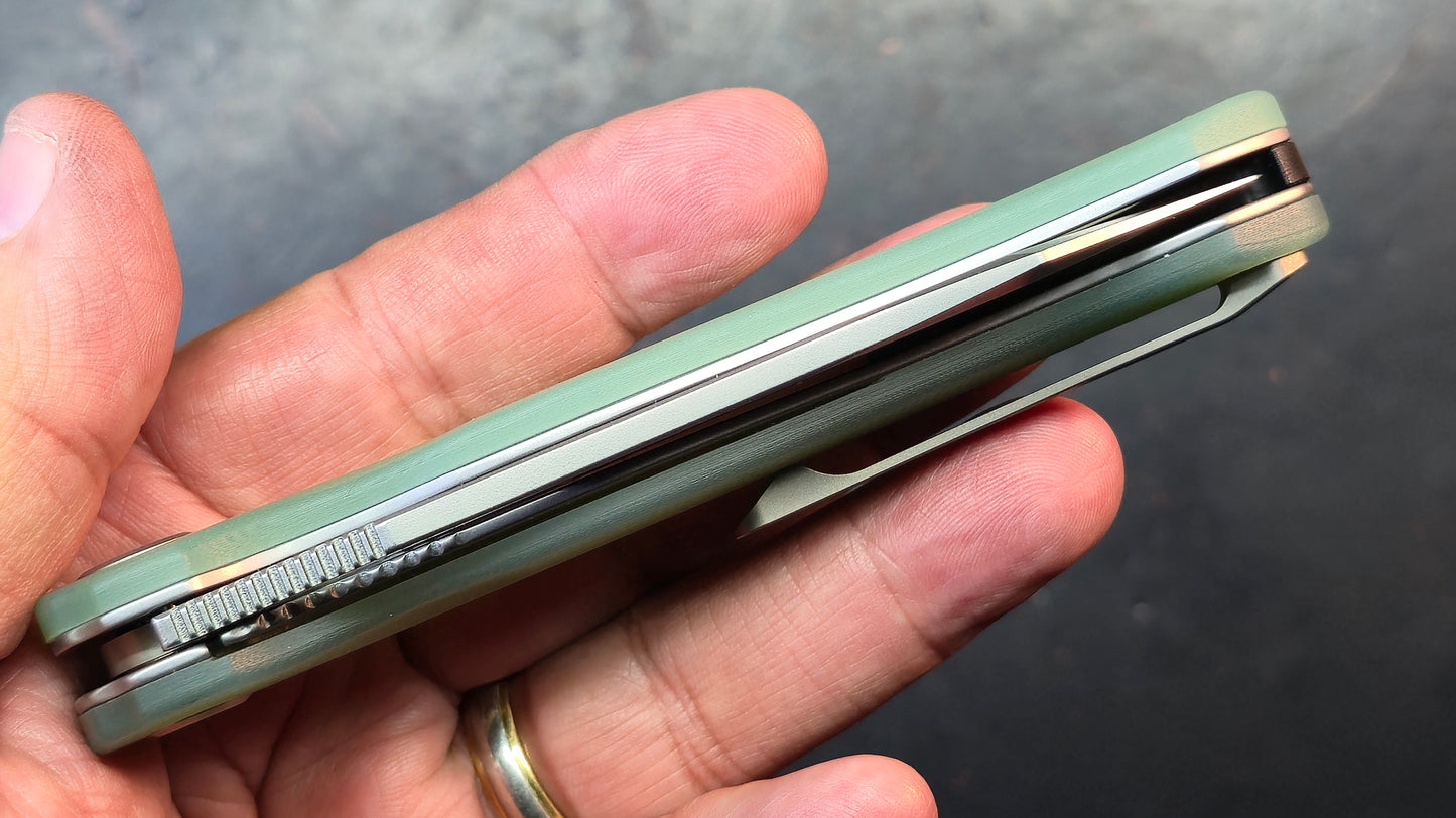 Kubey Drake Linerlock Jade G-10 Aus-10
