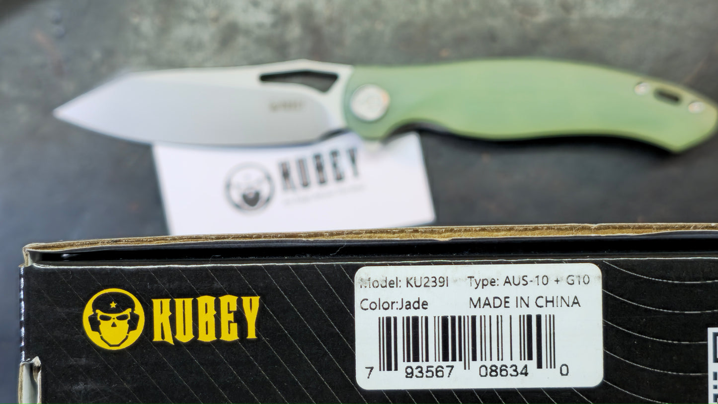 Kubey Drake Linerlock Jade G-10 Aus-10