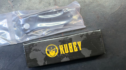 Kubey Folding Knife Black G10 Handle Satin or Black Stonewash D2