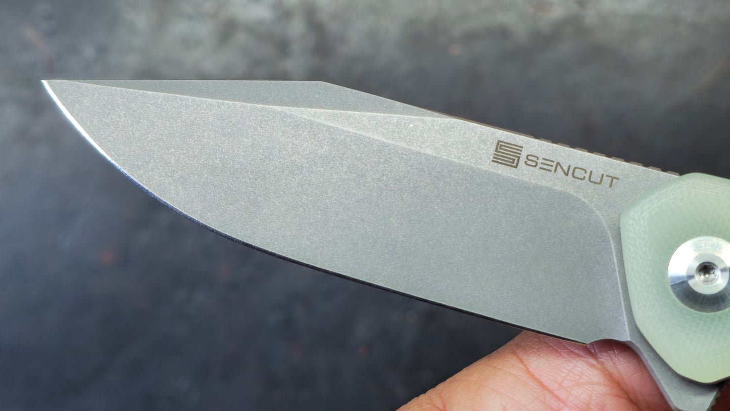SENCUT Snap Liner Lock Knife Natural G-10 Handle 9CR18MOV Blade