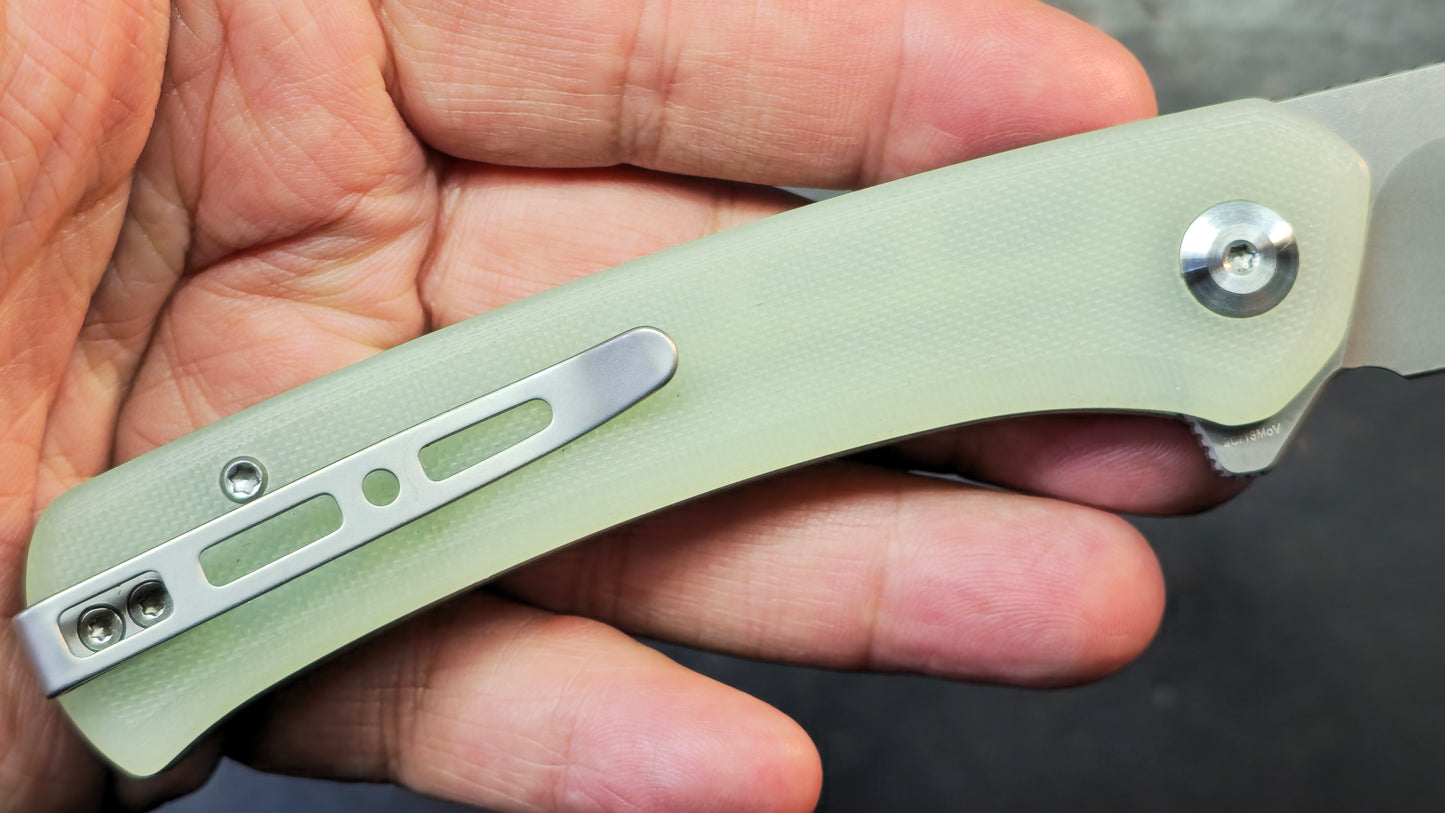 SENCUT Snap Liner Lock Knife Natural G-10 Handle 9CR18MOV Blade