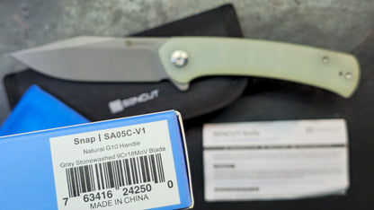 SENCUT Snap Liner Lock Knife Natural G-10 Handle 9CR18MOV Blade