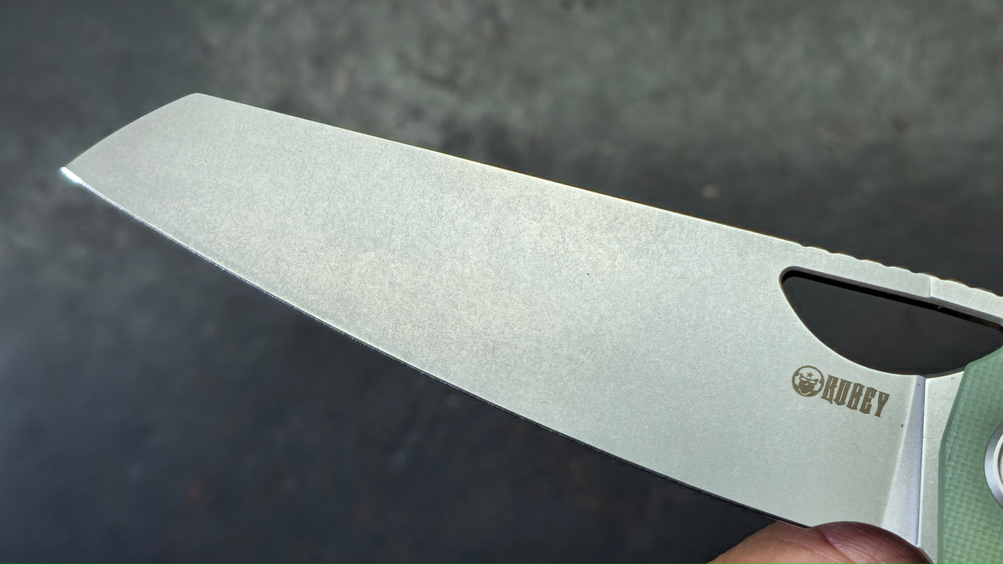 Kubey Elang Liner Lock Folding Jade G10 Handle AUS-10 Blade