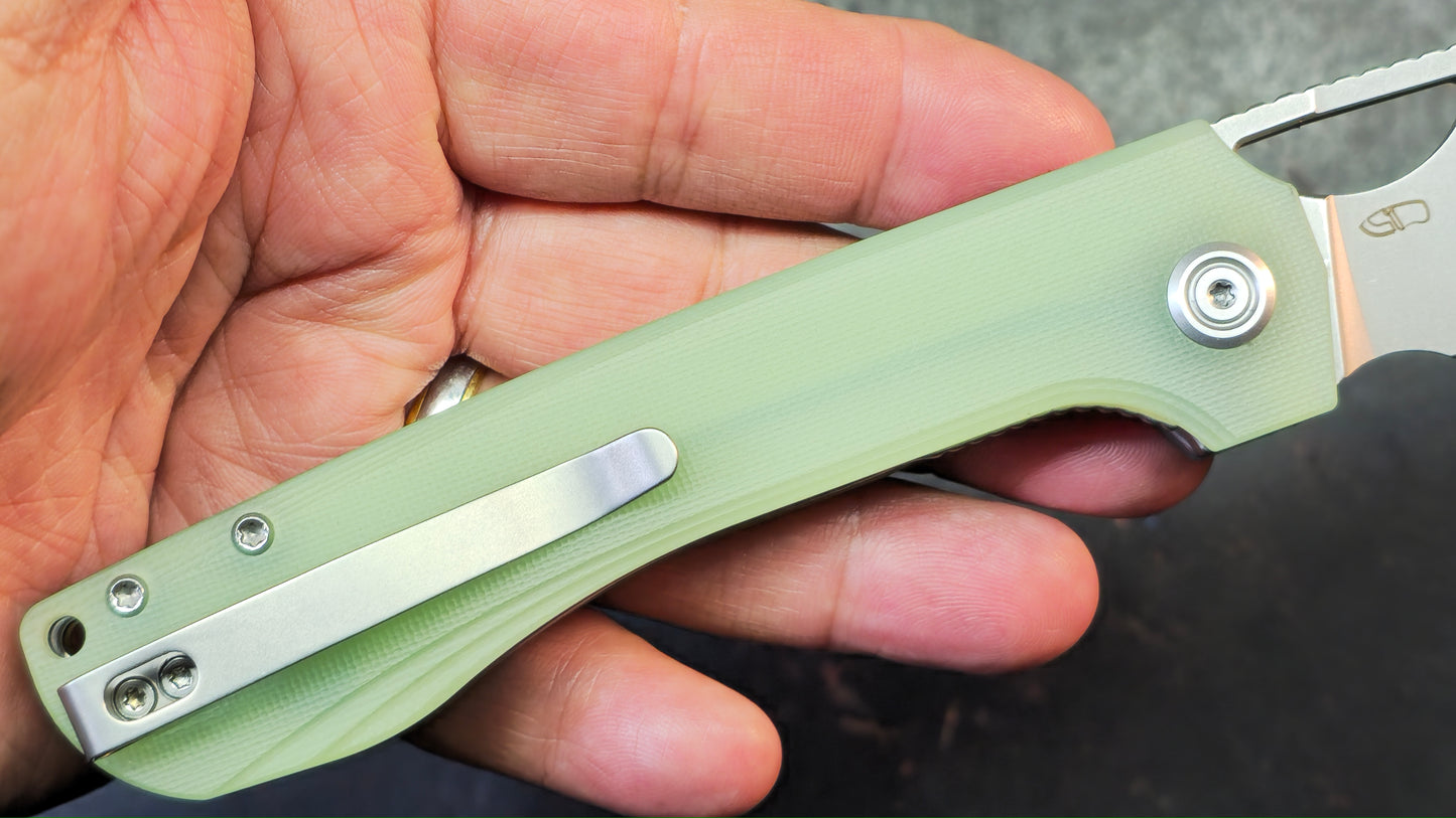 Kubey Elang Liner Lock Folding Jade G10 Handle AUS-10 Blade