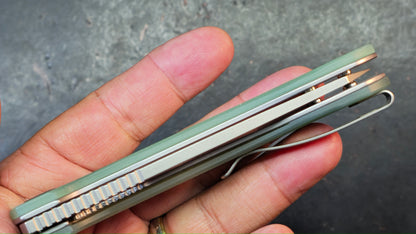 Kubey Elang Liner Lock Folding Jade G10 Handle AUS-10 Blade
