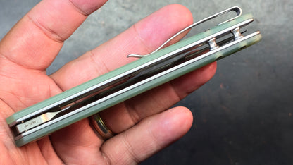 Kubey Elang Liner Lock Folding Jade G10 Handle AUS-10 Blade