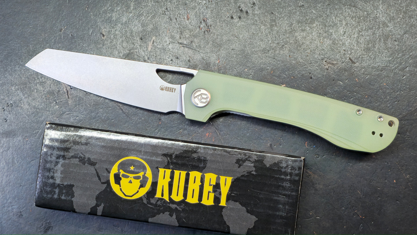 Kubey Elang Liner Lock Folding Jade G10 Handle AUS-10 Blade