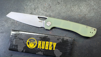 Kubey Elang Liner Lock Folding Jade G10 Handle AUS-10 Blade