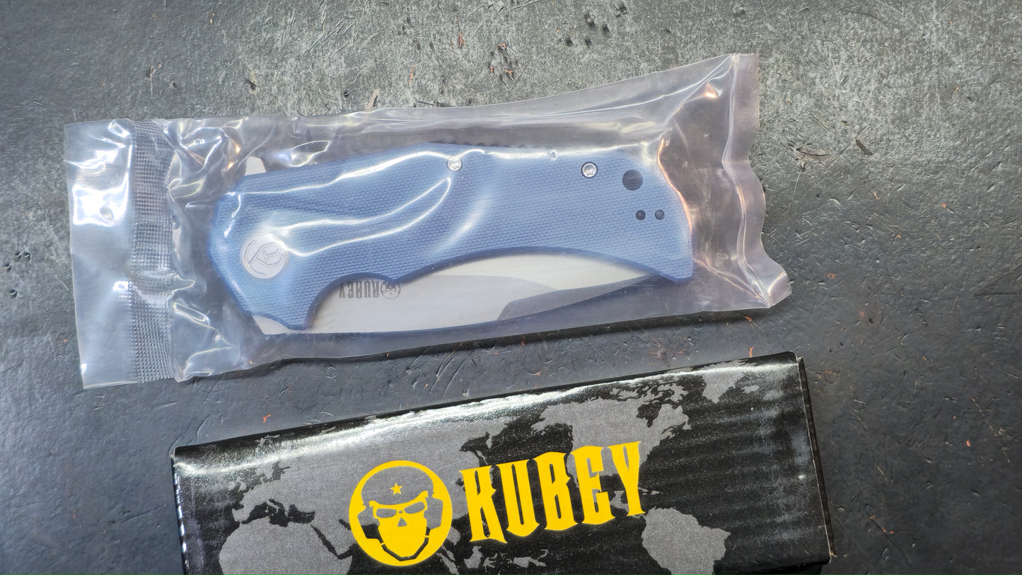 Kubey Bravo One Blue G10 Handle AUS-10 Blade