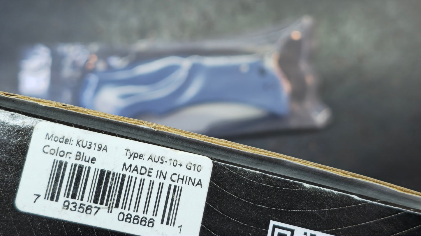 Kubey Bravo One Blue G10 Handle AUS-10 Blade