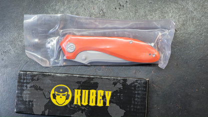Kubey Ruckus Linerlock Orange or Jade G-10 Handle Aus-10 Blade