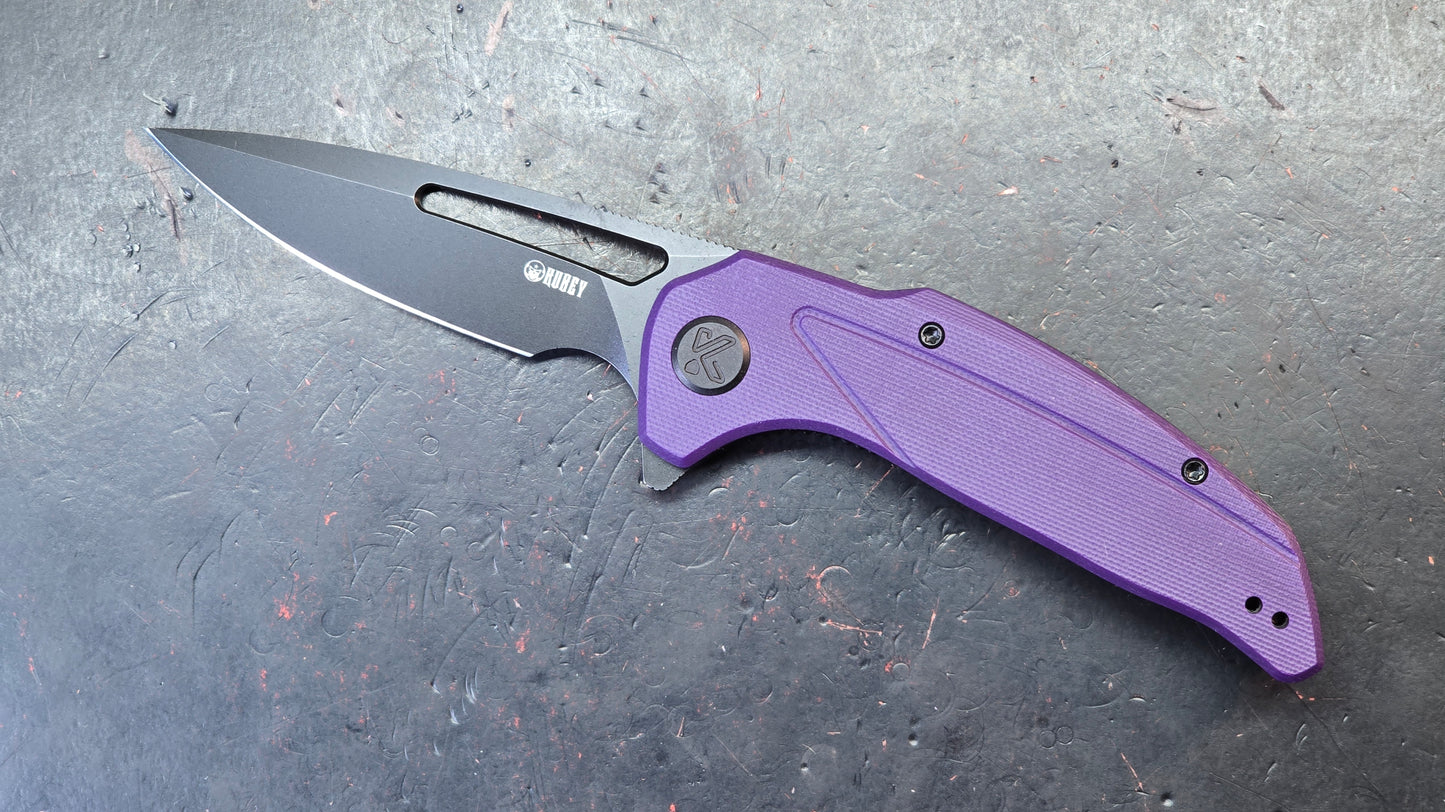 Kubey Nautilus Folding Knife Purple G10 Handle 14C28N Blade
