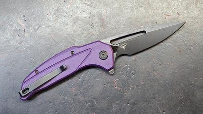 Kubey Nautilus Folding Knife Purple G10 Handle 14C28N Blade