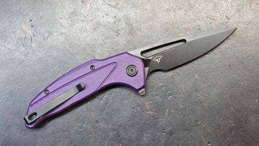 Kubey Nautilus Folding Knife Purple G10 Handle 14C28N Blade