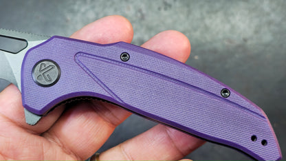 Kubey Nautilus Folding Knife Purple G10 Handle 14C28N Blade