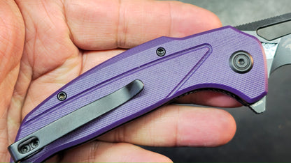 Kubey Nautilus Folding Knife Purple G10 Handle 14C28N Blade