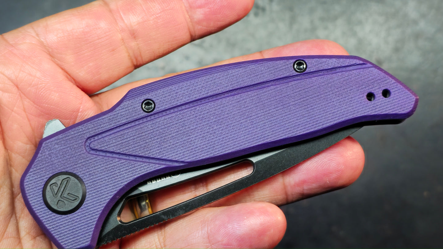 Kubey Nautilus Folding Knife Purple G10 Handle 14C28N Blade