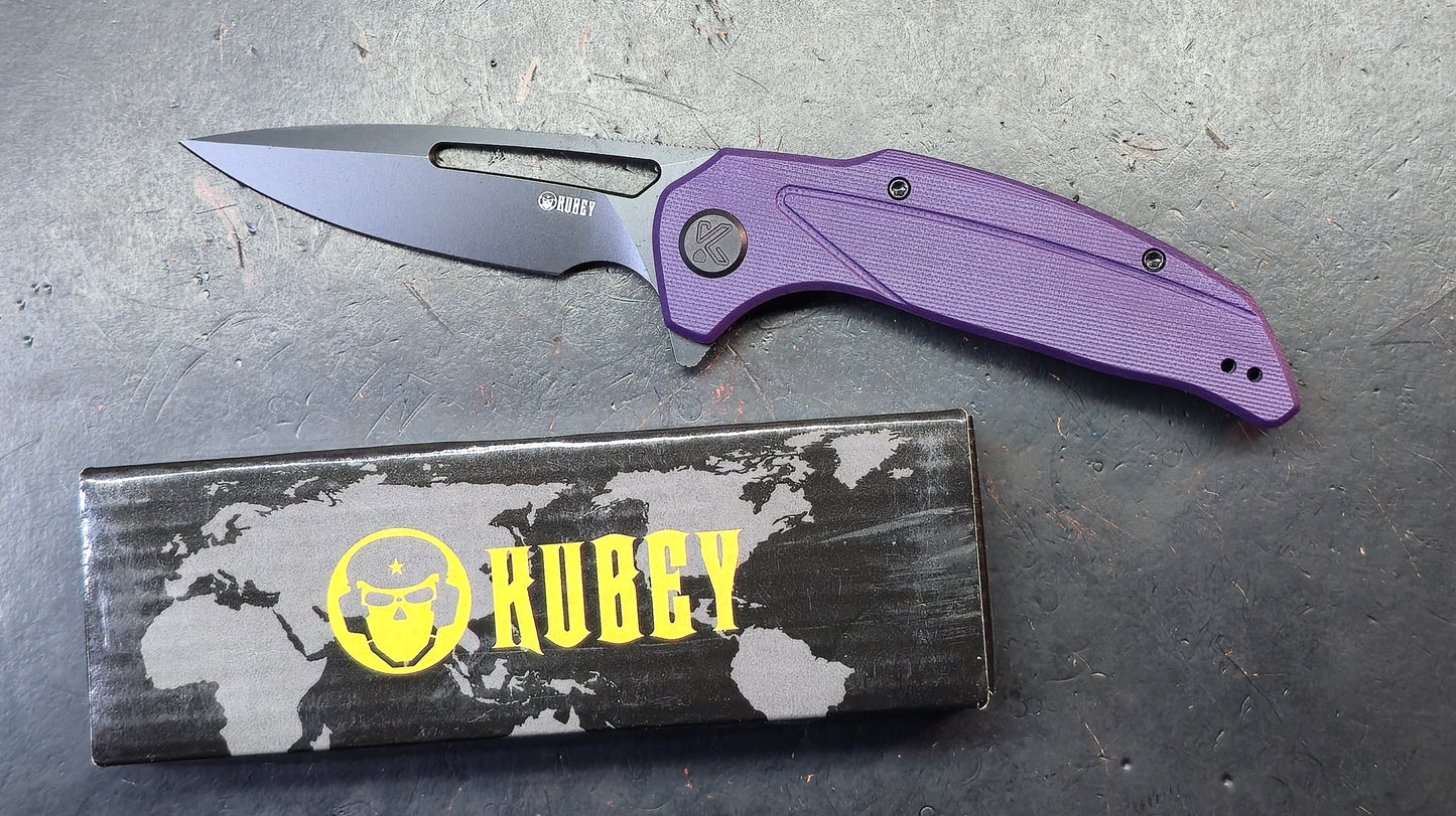 Kubey Nautilus Folding Knife Purple G10 Handle 14C28N Blade