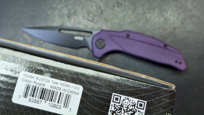 Kubey Nautilus Folding Knife Purple G10 Handle 14C28N Blade