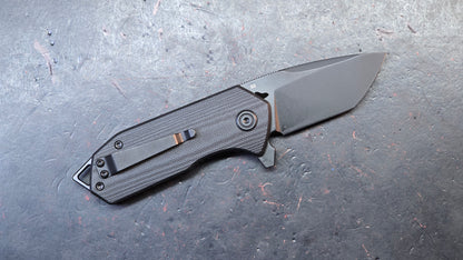 Kubey Campe Folding Knife Black G10 Handle D2 Black Blade