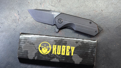 Kubey Campe Folding Knife Black G10 Handle D2 Black Blade