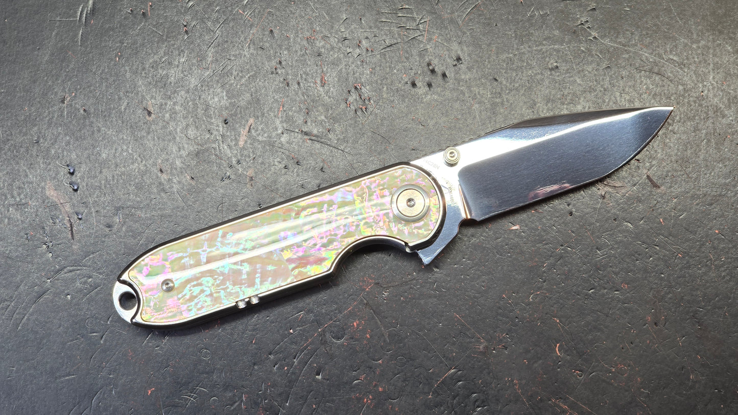 QSP Nebula Mother of Pearl Handle 14C28N mirror polished blade