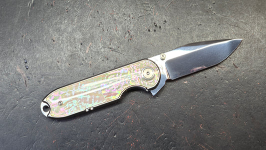 QSP Nebula Mother of Pearl Handle 14C28N mirror polished blade
