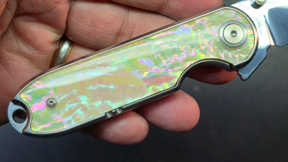 QSP Nebula Mother of Pearl Handle 14C28N mirror polished blade