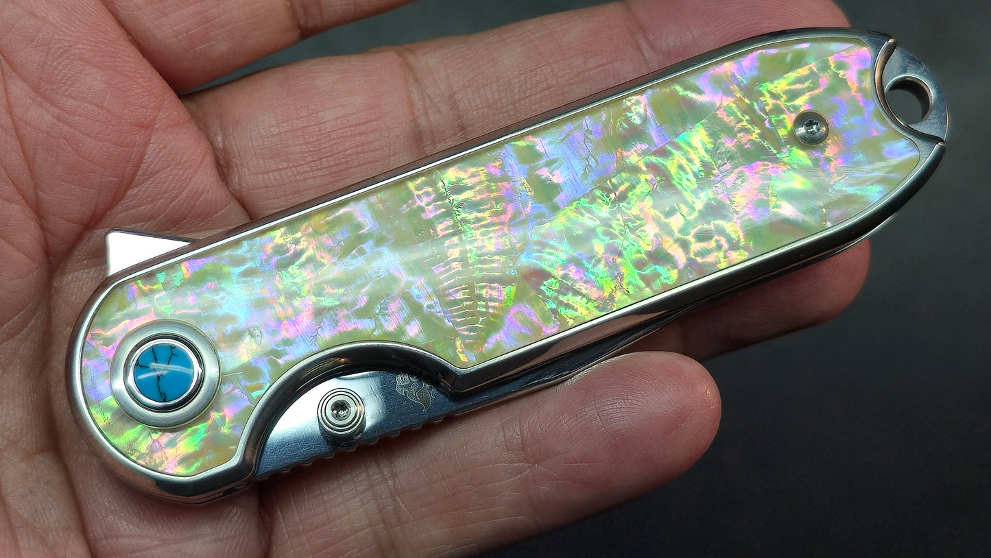 QSP Nebula Mother of Pearl Handle 14C28N mirror polished blade