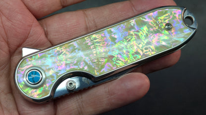 QSP Nebula Mother of Pearl Handle 14C28N mirror polished blade