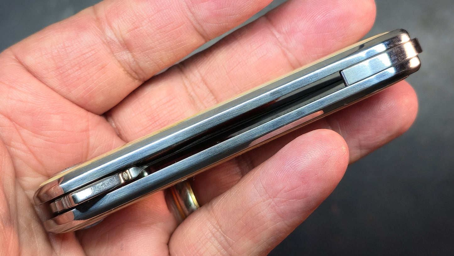 QSP Nebula Mother of Pearl Handle 14C28N mirror polished blade