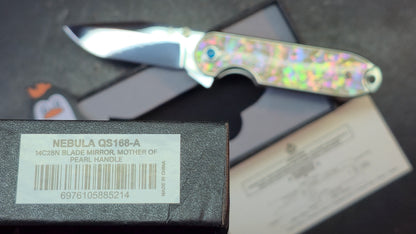 QSP Nebula Mother of Pearl Handle 14C28N mirror polished blade