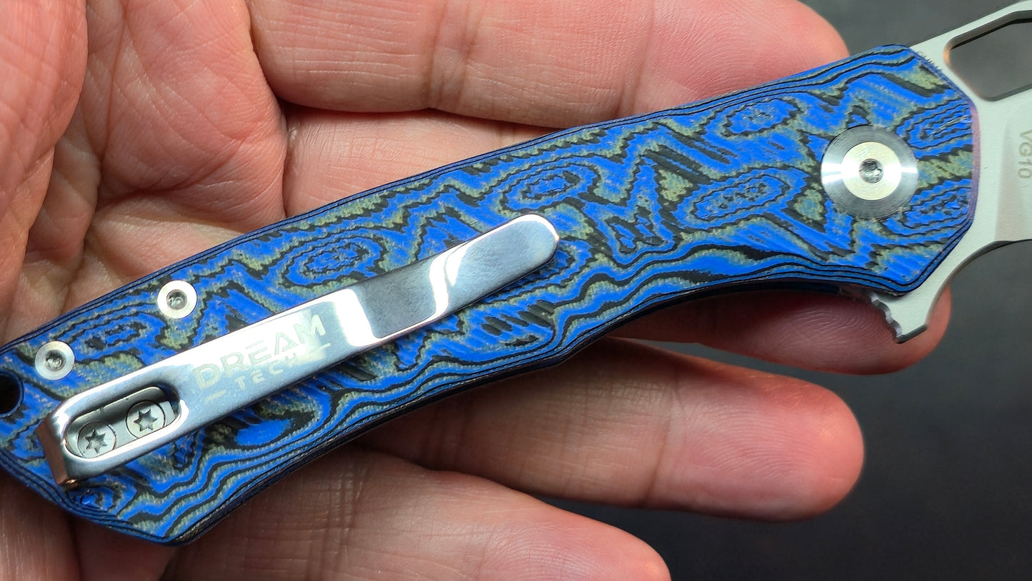 DREAMTECH D4507 Button Liner Lock Blue Micarta VG10 Blade