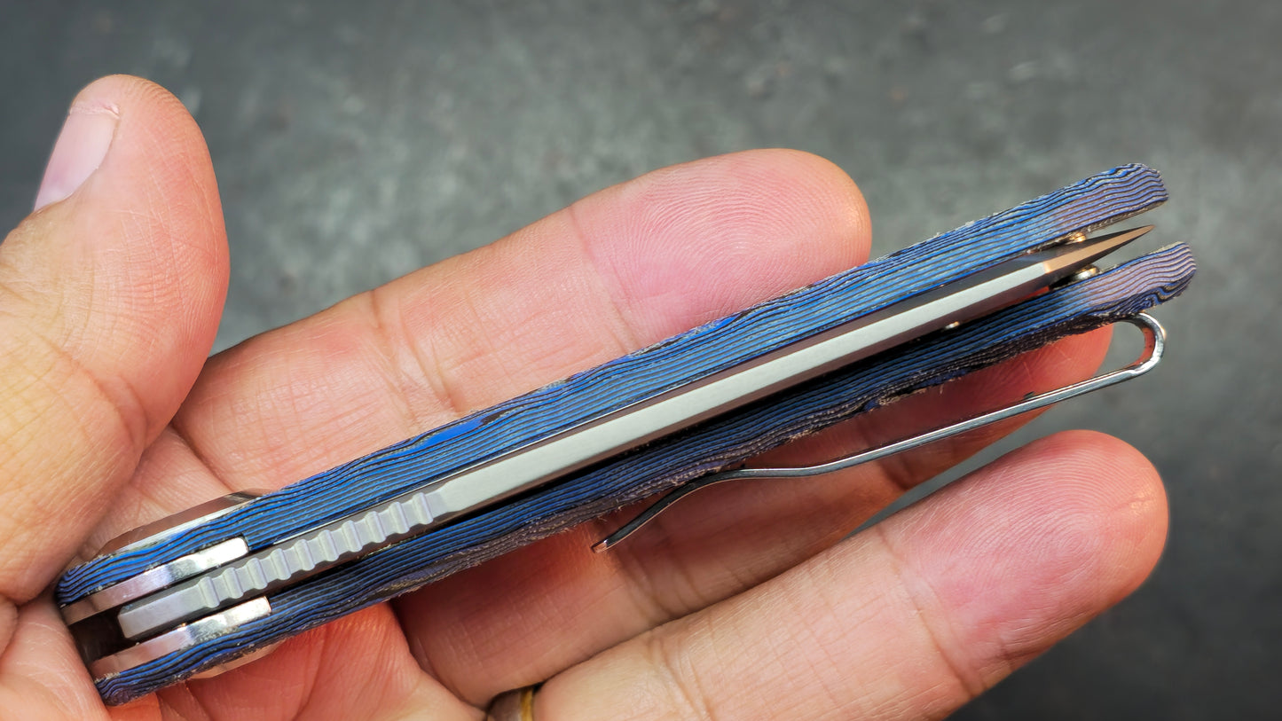 DREAMTECH D4507 Button Liner Lock Blue Micarta VG10 Blade