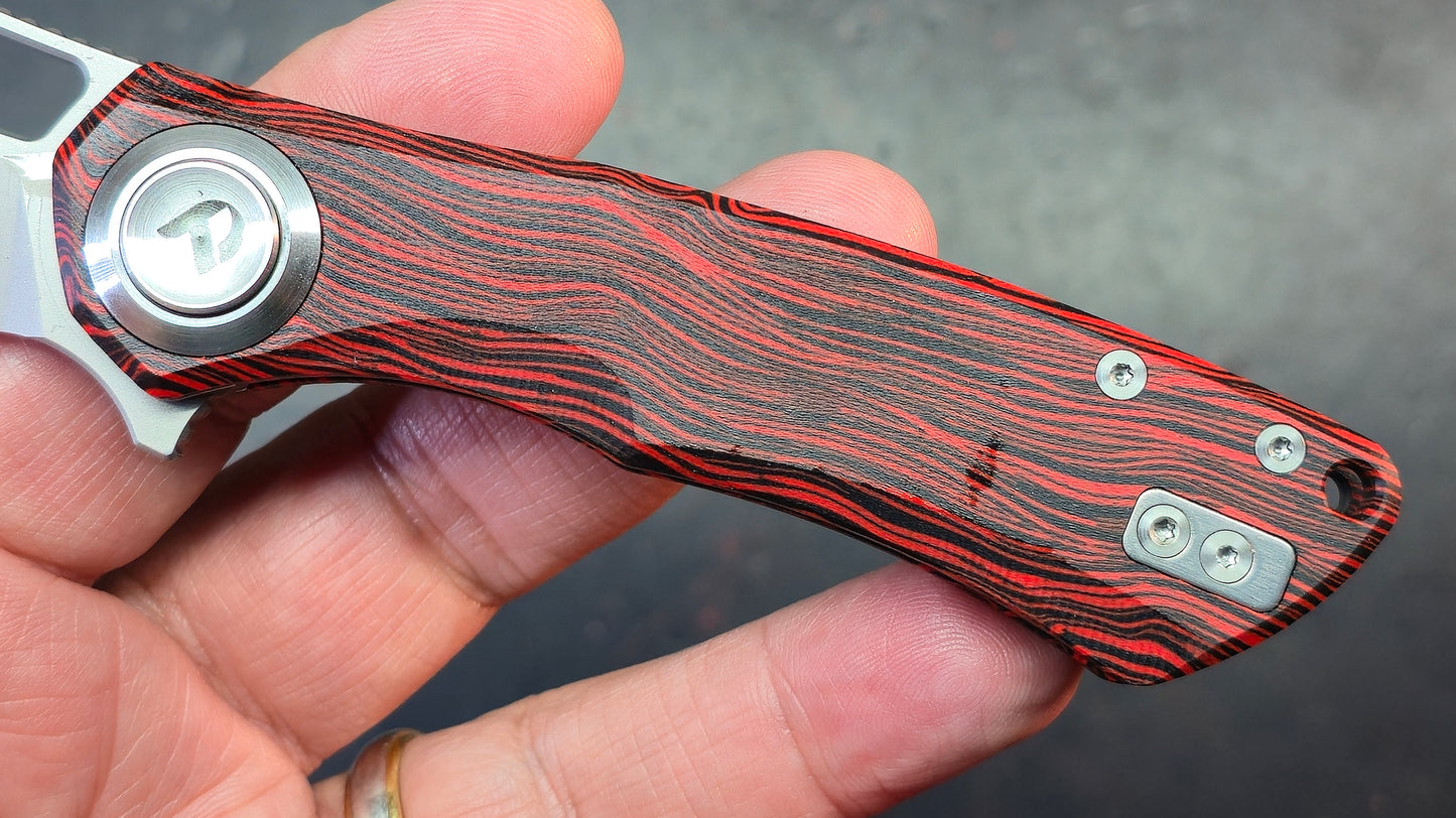 DREAMTECH D4507 Button Liner Lock Red Wood Grain G10 VG10 Blade