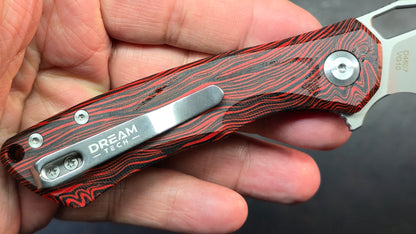 DREAMTECH D4507 Button Liner Lock Red Wood Grain G10 VG10 Blade