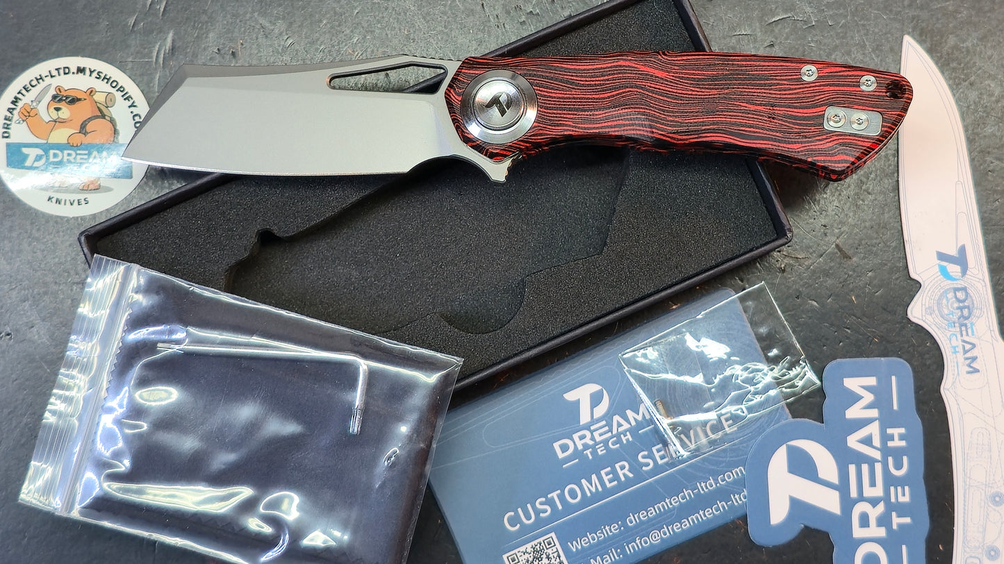DREAMTECH D4507 Button Liner Lock Red Wood Grain G10 VG10 Blade