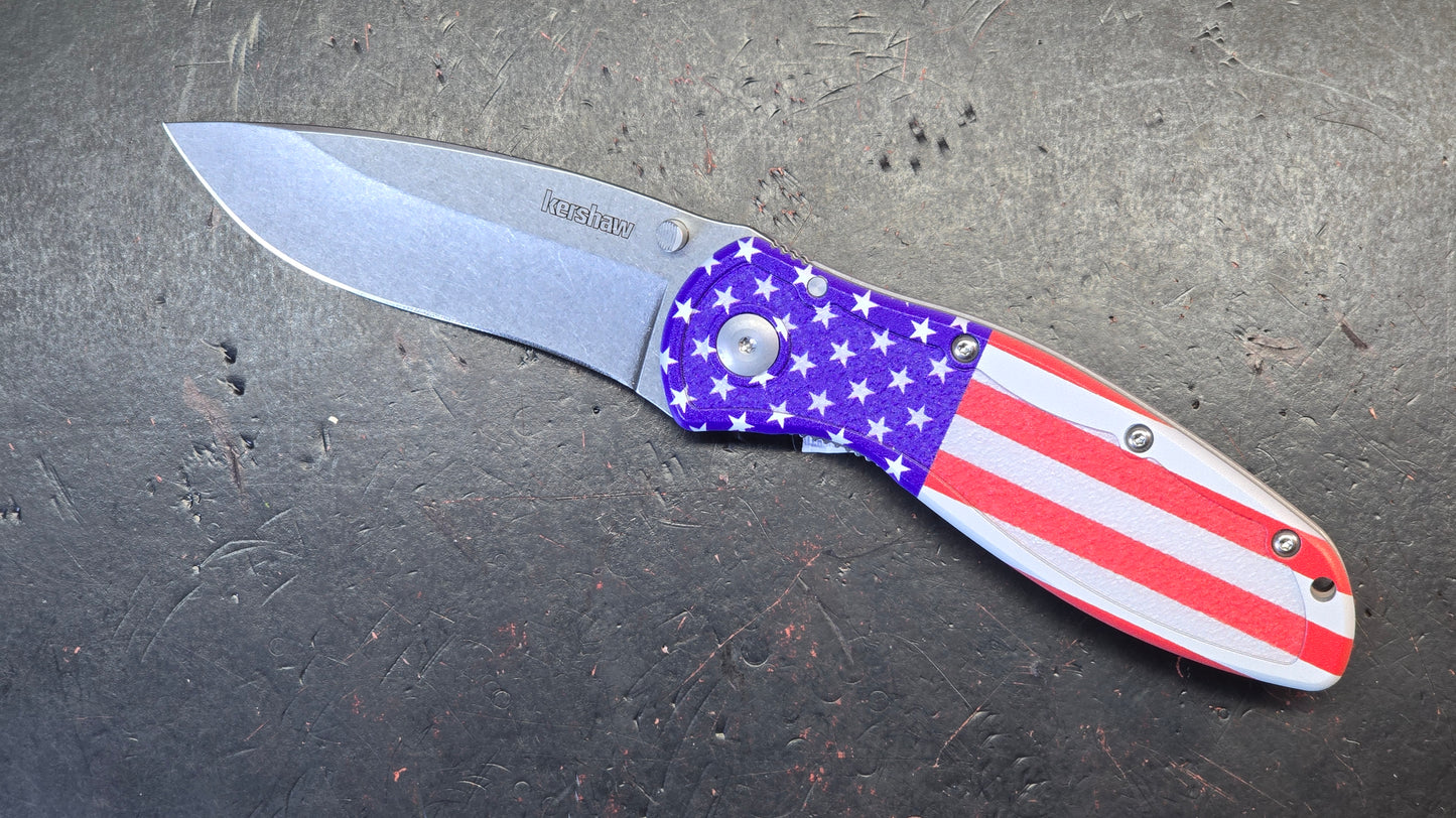 Kershaw Blur USA FLAG (asst) Aluminum Handle 14C28N Blade
