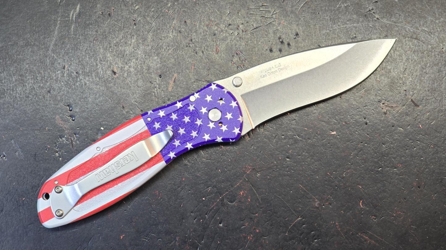 Kershaw Blur USA FLAG (asst) Aluminum Handle 14C28N Blade