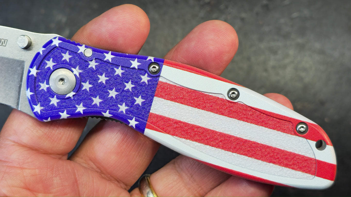 Kershaw Blur USA FLAG (asst) Aluminum Handle 14C28N Blade