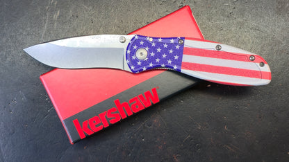 Kershaw Blur USA FLAG (asst) Aluminum Handle 14C28N Blade