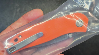 Kubey Snug Black Micarta or Orange G10 or Black G10 Handle 14C28N Spear Point