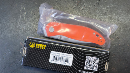 Kubey Snug Black Micarta or Orange G10 or Black G10 Handle 14C28N Spear Point