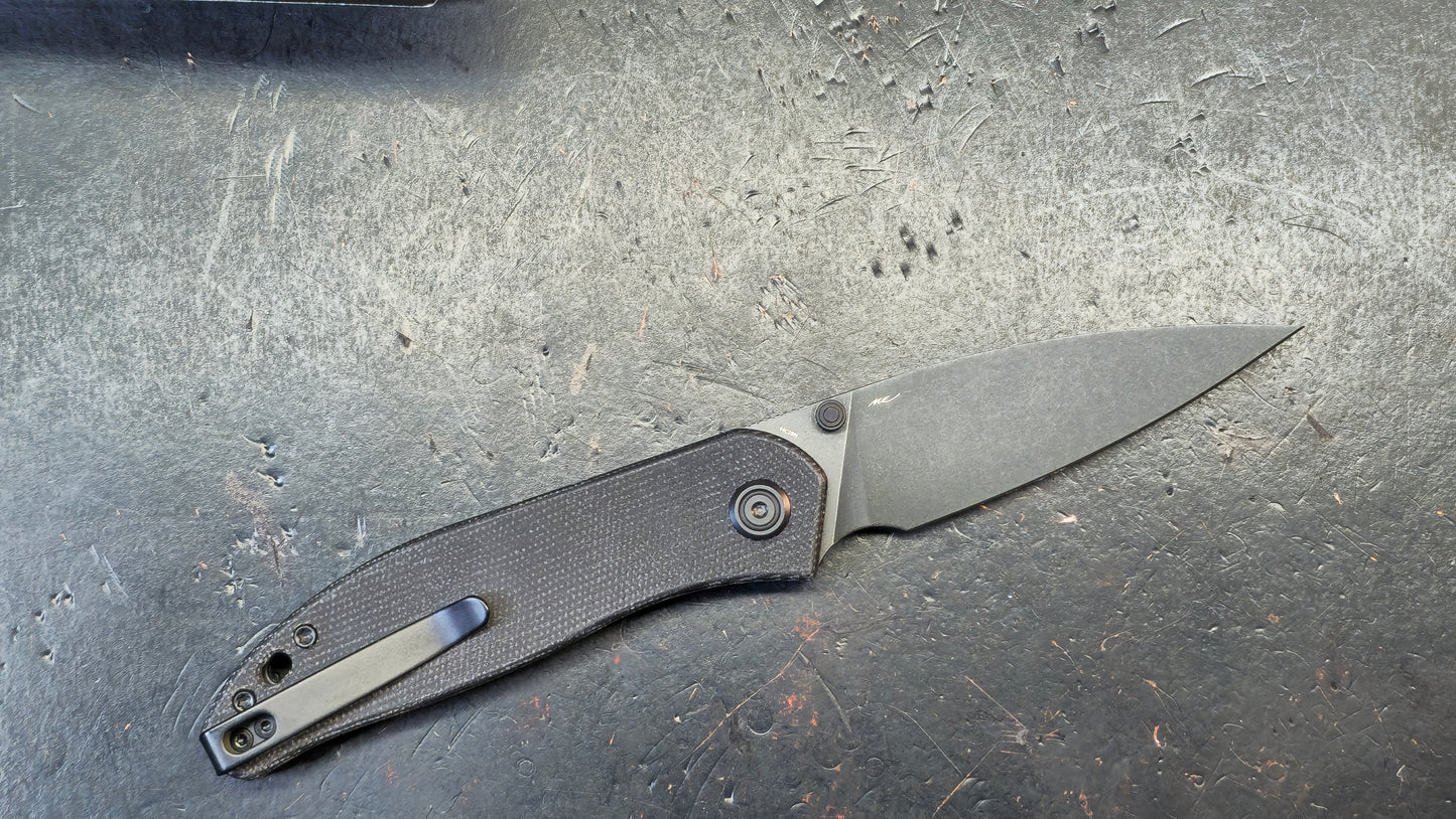 Kubey Snug Black Micarta or Orange G10 or Black G10 Handle 14C28N Spear Point