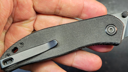 Kubey Snug Black Micarta or Orange G10 or Black G10 Handle 14C28N Spear Point